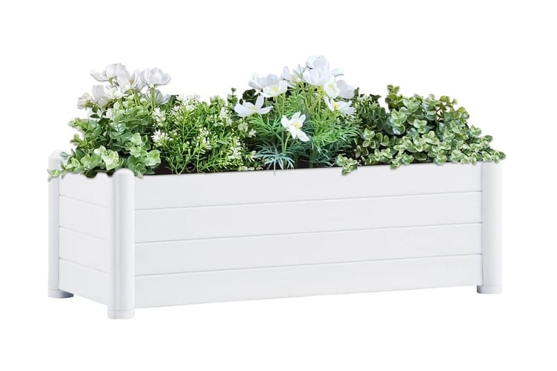 Upphöjd odlingslåda PP vit 100x43x35 cm - Vit - Utomhuskruka - Blomlåda & balkonglåda