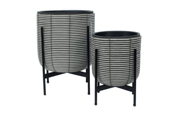 Blomkruka Wicker på stativ 30x30xH38 cm Grå - Inredning - Dekoration & inredningsdetaljer - Krukor & ytterkrukor - Utomhuskruka