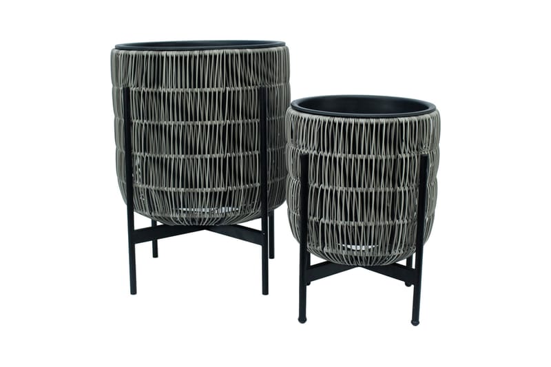 Blomkruka Wicker på stativ 30x30xH38 cm Grå - Inredning - Dekoration & inredningsdetaljer - Krukor & ytterkrukor - Utomhuskruka