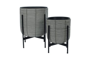 Blomkruka Wicker på stativ 38x38xH49 cm Grå - Inredning - Dekoration & inredningsdetaljer - Krukor & ytterkrukor - Utomhuskruka