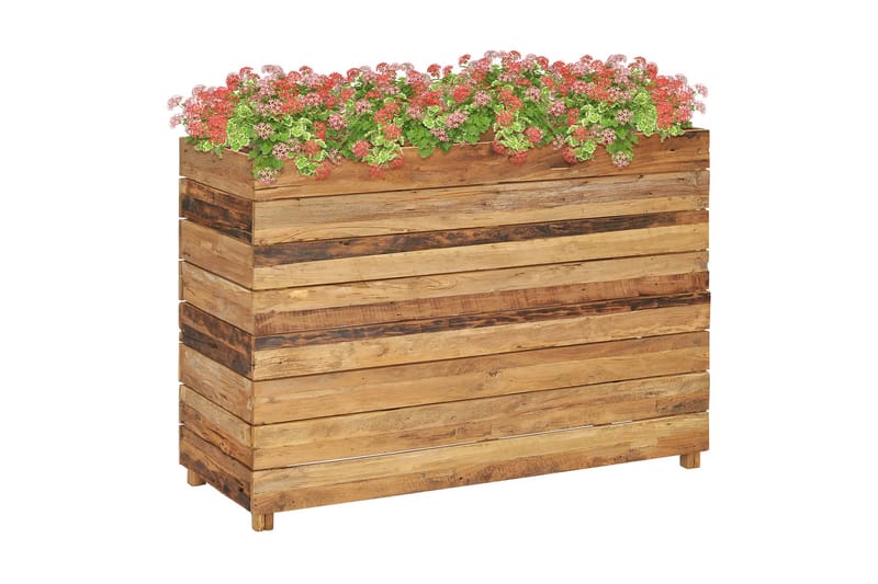 Blomlåda upphöjd 100x40x72 cm återvunnen teak och stål - Brun - Utomhuskruka - Blomlåda & balkonglåda