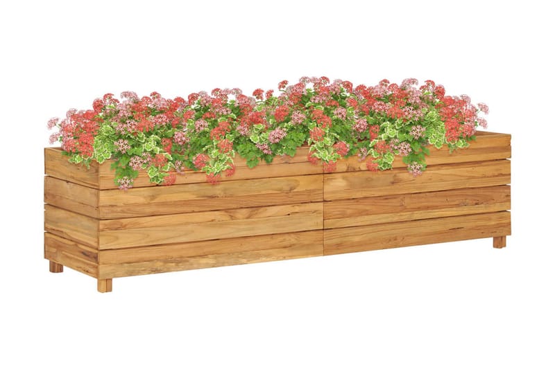 Blomlåda upphöjd 150x40x38 cm återvunnen teak och stål - Blomlåda & balkonglåda - Utomhuskruka