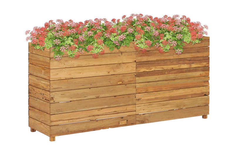 Blomlåda upphöjd 150x40x72 cm återvunnen teak och stål - Brun - Utomhuskruka - Blomlåda & balkonglåda