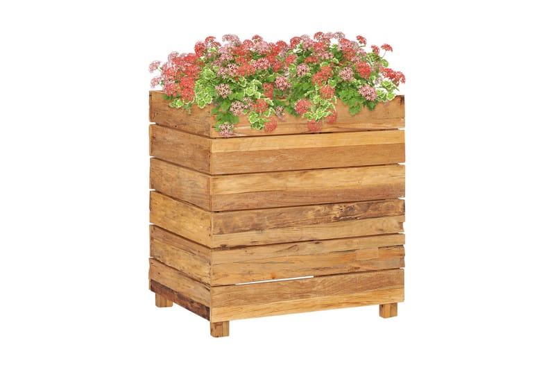 Blomlåda upphöjd 50x40x55 cm återvunnen teak och stål - Brun - Blomlåda & balkonglåda - Utomhuskruka