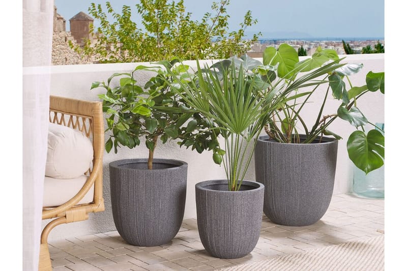 Kruka 44 x 44 x 48 cm grå CHIOS - Grå - Inredning - Dekoration & inredningsdetaljer - Krukor & ytterkrukor - Utomhuskruka