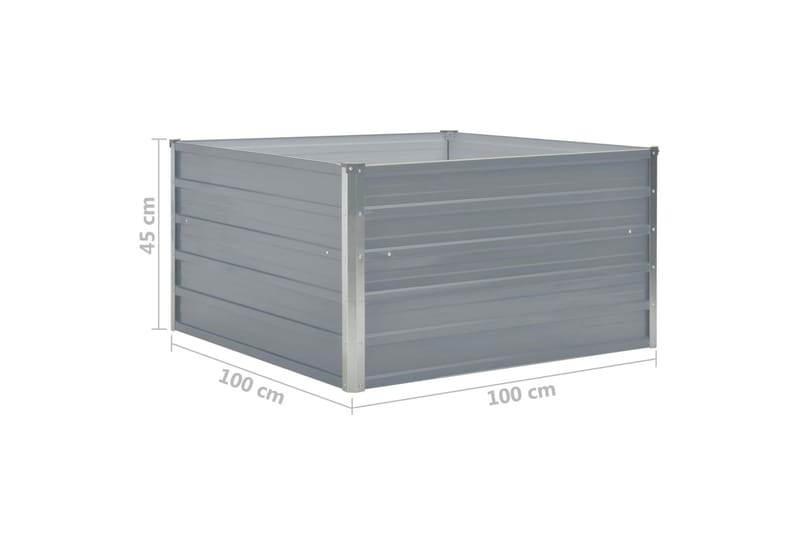 Odlingslåda 100x100x45 cm galvaniserat stål grå - Grå - Utomhuskruka - Blomlåda & balkonglåda