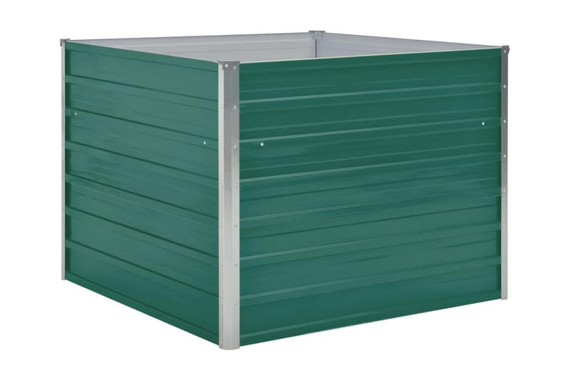Odlingslåda 100x100x77 cm galvaniserad stål grön - Grön - Utomhuskruka - Blomlåda & balkonglåda