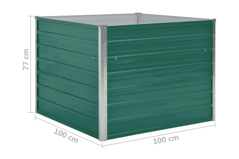 Odlingslåda 100x100x77 cm galvaniserad stål grön - Grön - Utomhuskruka - Blomlåda & balkonglåda