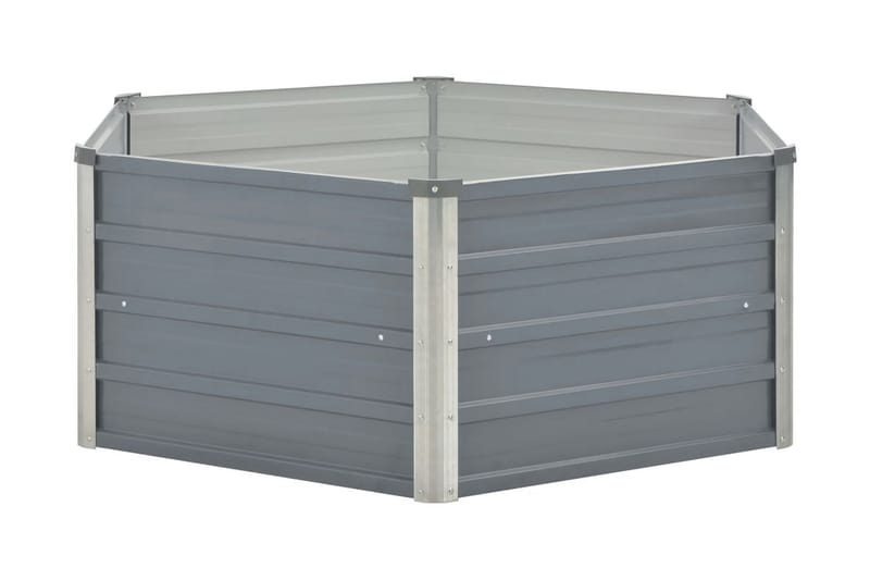 Odlingslåda 129x129x46 cm galvaniserat stål grå - Grå - Utomhuskruka - Blomlåda & balkonglåda