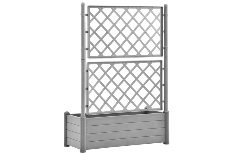 Odlingslåda med spaljé 100x43x142 cm PP grå - Grå - Utomhuskruka - Blomlåda & balkonglåda