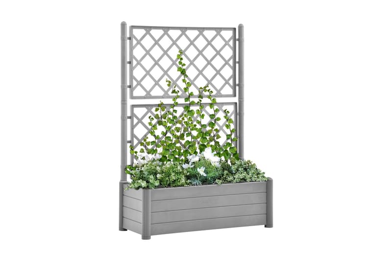 Odlingslåda med spaljé 100x43x142 cm PP grå - Grå - Blomlåda & balkonglåda - Utomhuskruka