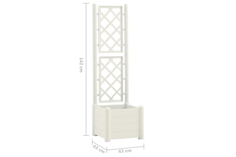 Odlingslåda med spaljé 43x43x142 cm PP vit - Vit - Utomhuskruka - Blomlåda & balkonglåda