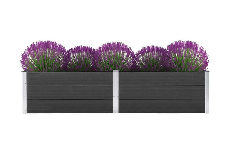 Odlingslåda upphöjd 250x100x54 cm WPC grå - Grå - Blomlåda & balkonglåda - Utomhuskruka