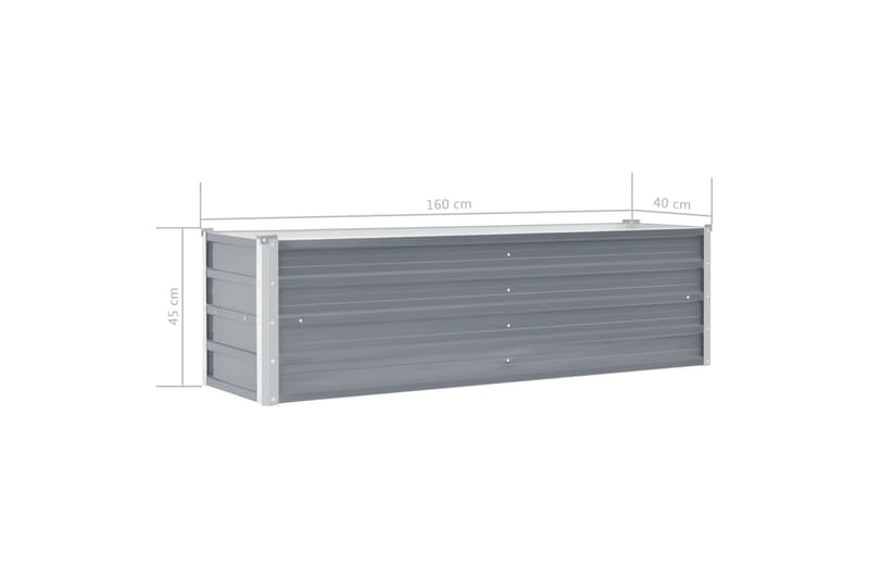 Odlingslåda upphöjd galvaniserat stål 160x40x45 cm grå - Grå - Utomhuskruka - Blomlåda & balkonglåda