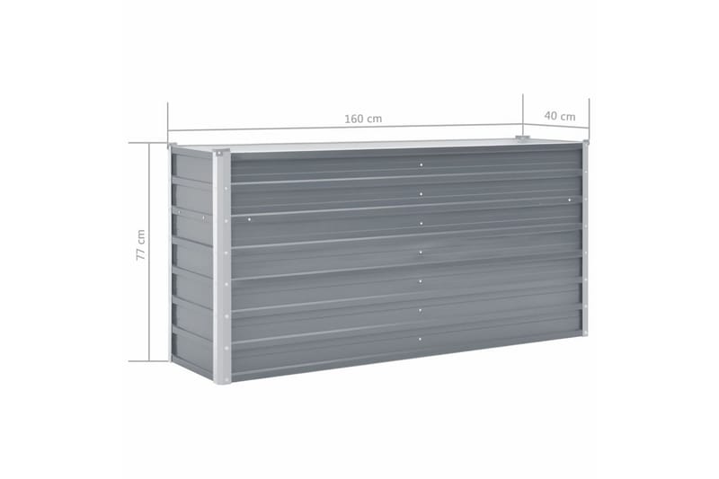 Odlingslåda upphöjd galvaniserat stål 160x40x77 cm grå - Grå - Utomhuskruka - Blomlåda & balkonglåda