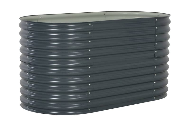 Odlingslåda upphöjd galvaniserat stål 160x80x81 cm grå - Grå - Utomhuskruka - Blomlåda & balkonglåda