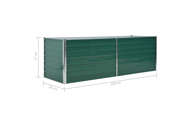 Odlingslåda upphöjd galvaniserat stål 240x80x77 cm grön - Grön - Utomhuskruka - Blomlåda & balkonglåda