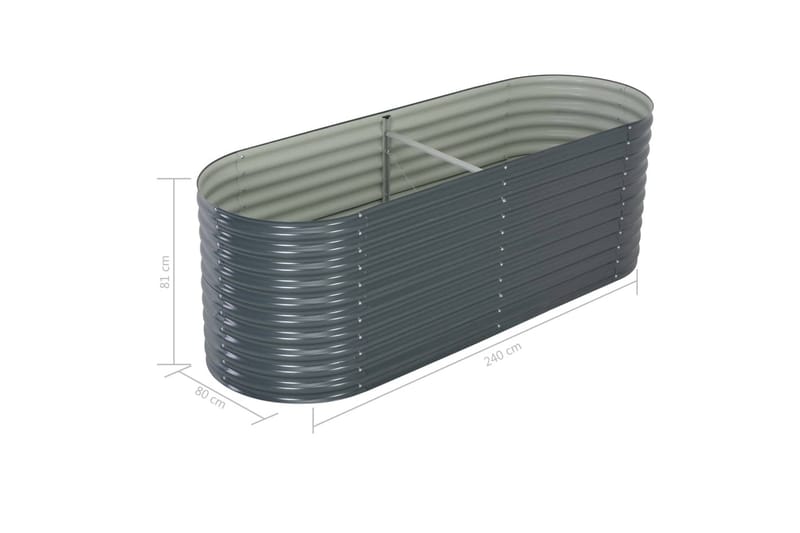 Odlingslåda upphöjd galvaniserat stål 240x80x81 cm grå - Grå - Utomhuskruka - Blomlåda & balkonglåda