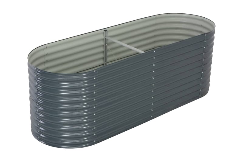 Odlingslåda upphöjd galvaniserat stål 240x80x81 cm grå - Grå - Blomlåda & balkonglåda - Utomhuskruka