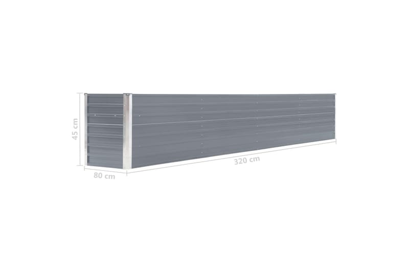 Odlingslåda upphöjd galvaniserat stål 320x40x45 cm grå - Grå - Blomlåda & balkonglåda - Utomhuskruka