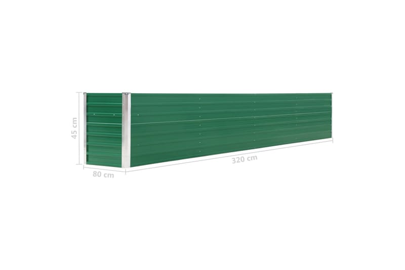 Odlingslåda upphöjd galvaniserat stål 320x40x45 cm grön - Grön - Utomhuskruka - Blomlåda & balkonglåda