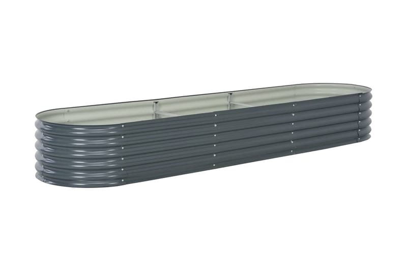Odlingslåda upphöjd galvaniserat stål 320x80x44 cm grå - Grå - Utomhuskruka - Blomlåda & balkonglåda