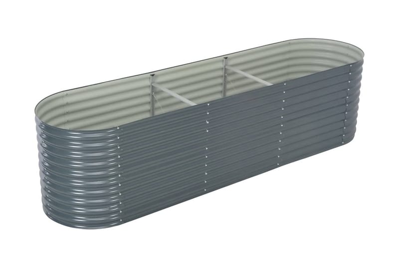 Odlingslåda upphöjd galvaniserat stål 320x80x81 cm grå - Grå - Blomlåda & balkonglåda - Utomhuskruka