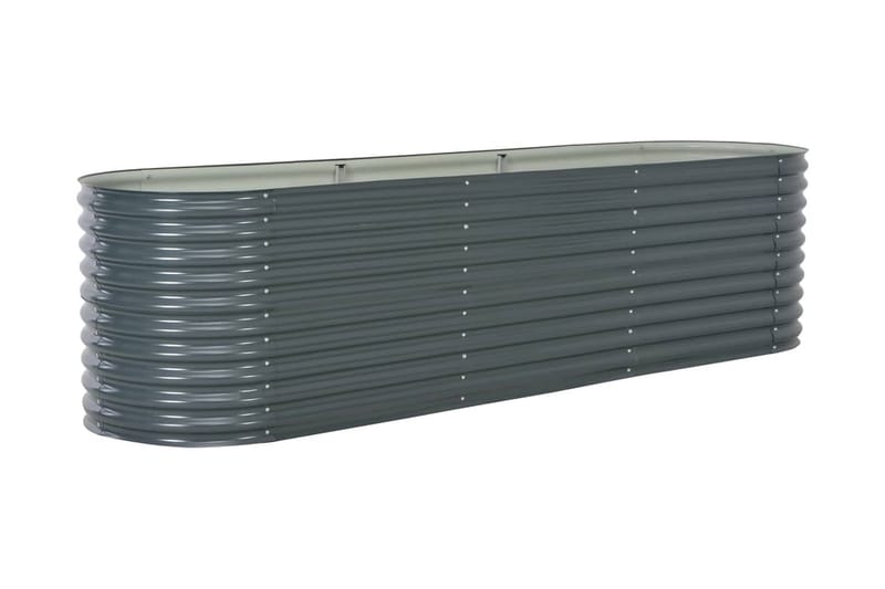 Odlingslåda upphöjd galvaniserat stål 320x80x81 cm grå - Grå - Utomhuskruka - Blomlåda & balkonglåda