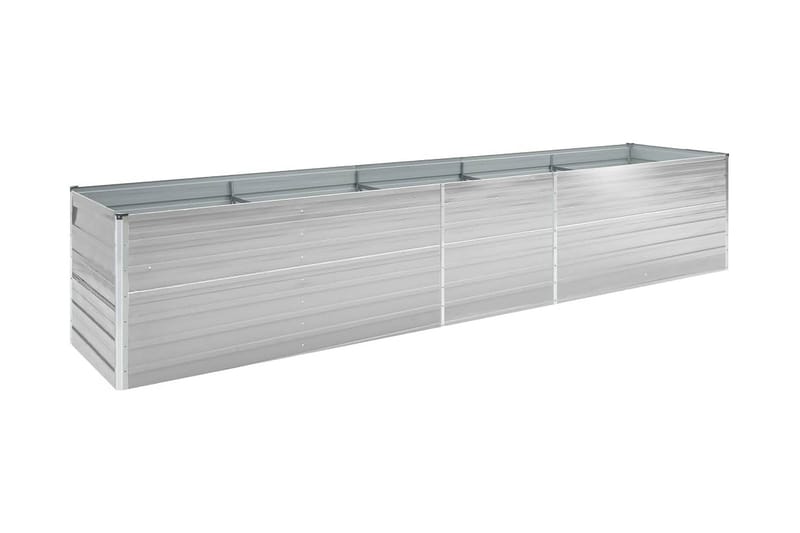 Odlingslåda upphöjd galvaniserat stål 400x80x77 cm grå - Grå - Utomhuskruka - Blomlåda & balkonglåda