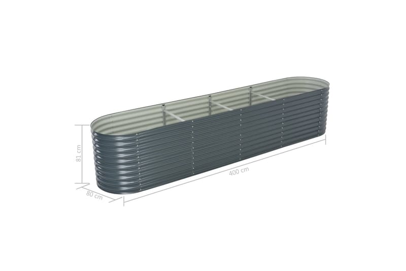 Odlingslåda upphöjd galvaniserat stål 400x80x81 cm grå - Grå - Utomhuskruka - Blomlåda & balkonglåda