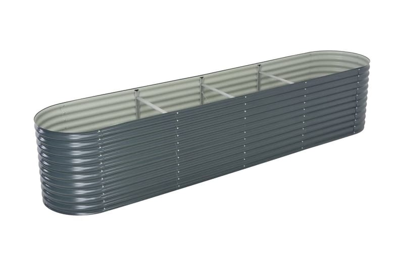 Odlingslåda upphöjd galvaniserat stål 400x80x81 cm grå - Grå - Blomlåda & balkonglåda - Utomhuskruka