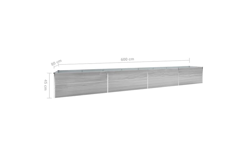 Odlingslåda upphöjd galvaniserat stål 600x80x45 cm grå - Grå - Utomhuskruka - Blomlåda & balkonglåda