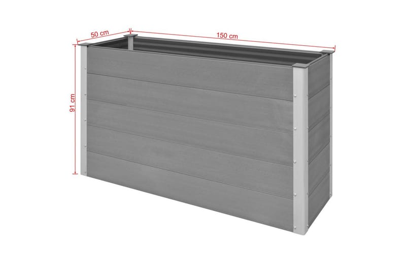 Odlingslåda upphöjd WPC 150x50x91 cm grå - Grå - Blomlåda & balkonglåda - Utomhuskruka