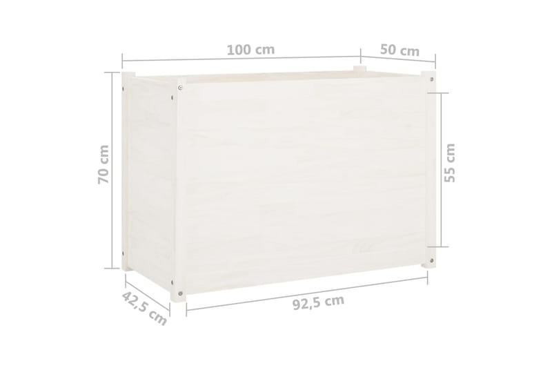 Odlingslåda vit 100x50x70 cm massiv furu - Vit - Utomhuskruka - Blomlåda & balkonglåda