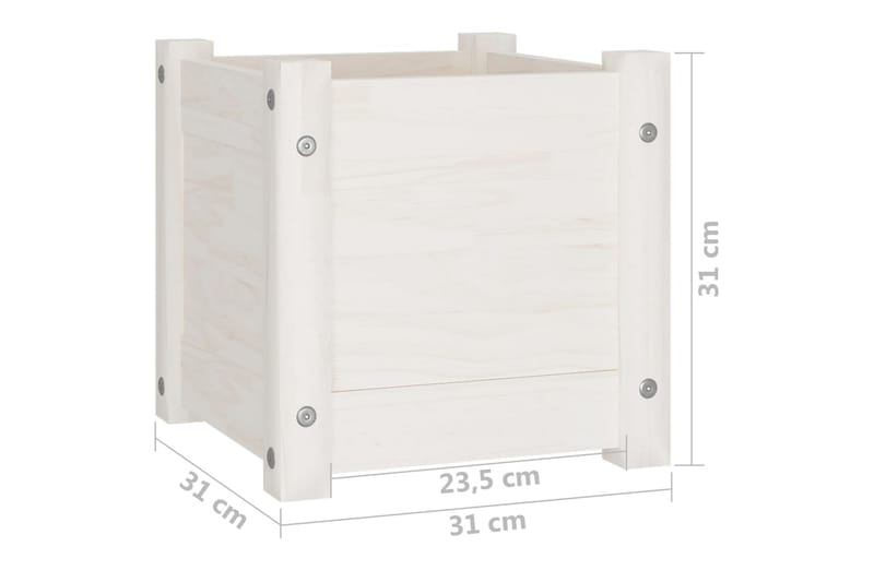 Odlingslåda vit 31x31x31 cm massiv furu - Vit - Utomhuskruka - Blomlåda & balkonglåda