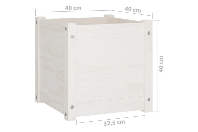 Odlingslåda vit 40x40x40 cm massiv furu - Vit - Utomhuskruka - Blomlåda & balkonglåda