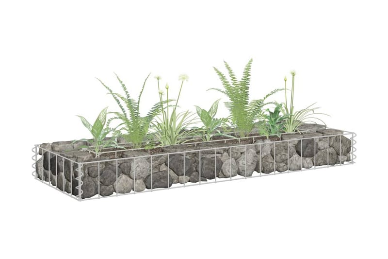 Planteringsgabion upphöjd galvaniserat stål 90x30x10 cm - Silver - Utomhuskruka - Blomlåda & balkonglåda