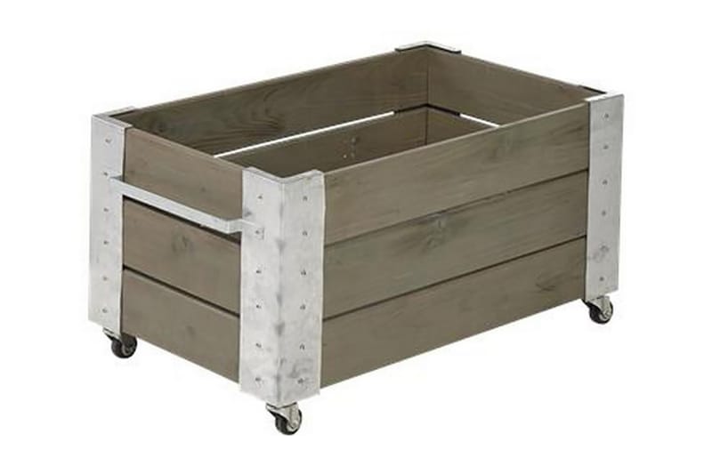 PLUS Cubic blomlåda 87x50x45 cm med stålhörn och hjul - Gråbrun - Inredning - Dekoration & inredningsdetaljer - Krukor & ytterkrukor - Utomhuskruka