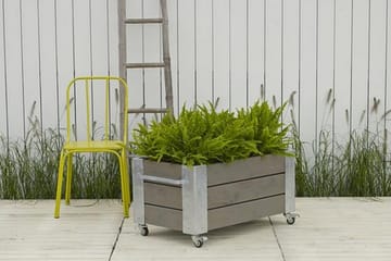 PLUS Cubic blomlåda 87x50x45 cm med stålhörn och hjul - Gråbrun - Inredning - Dekoration & inredningsdetaljer - Krukor & ytterkrukor - Utomhuskruka