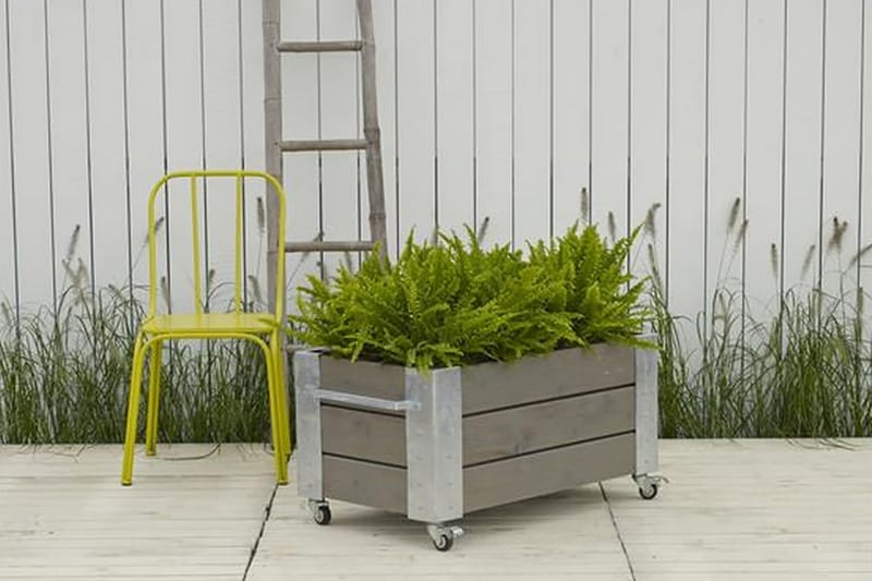 PLUS Cubic blomlåda 87x50x45 cm med stålhörn och hjul - Gråbrun - Inredning - Dekoration & inredningsdetaljer - Krukor & ytterkrukor - Utomhuskruka