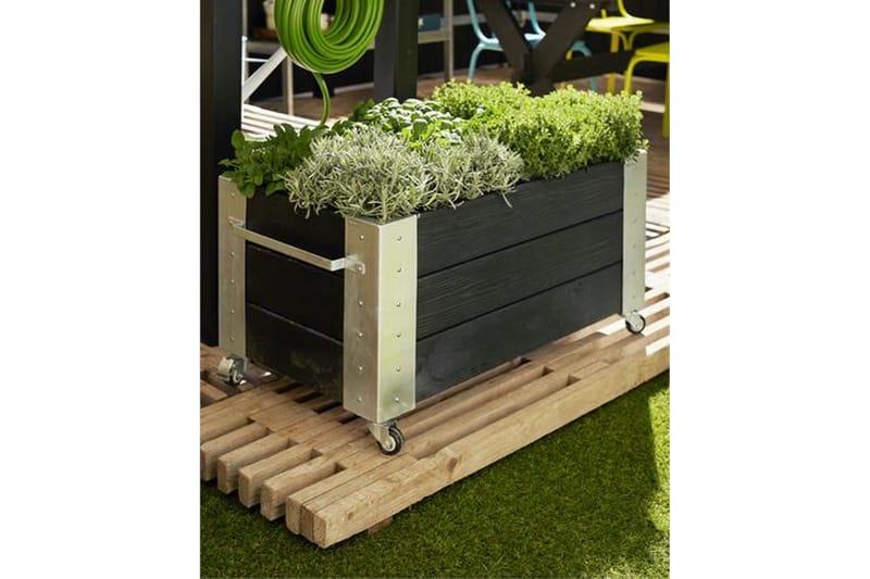 PLUS Cubic blomlåda 87x50x45 cm med stålhörn och hjul - Svart - Inredning - Dekoration & inredningsdetaljer - Krukor & ytterkrukor - Utomhuskruka