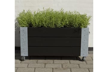 PLUS Cubic blomlåda 87x50x45 cm med stålhörn och hjul - Svart - Inredning - Dekoration & inredningsdetaljer - Krukor & ytterkrukor - Utomhuskruka
