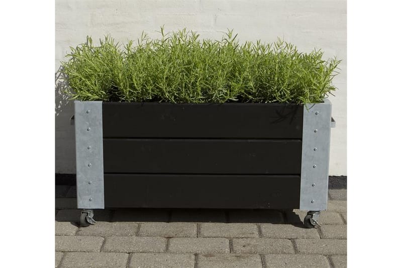 PLUS Cubic blomlåda 87x50x45 cm med stålhörn och hjul - Svart - Inredning - Dekoration & inredningsdetaljer - Krukor & ytterkrukor - Utomhuskruka