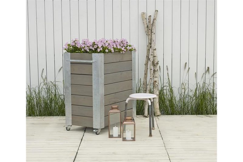PLUS Cubic blomlåda 87x50x95 cm med stålhörn och hjul - Gråbrun - Inredning - Dekoration & inredningsdetaljer - Krukor & ytterkrukor - Utomhuskruka