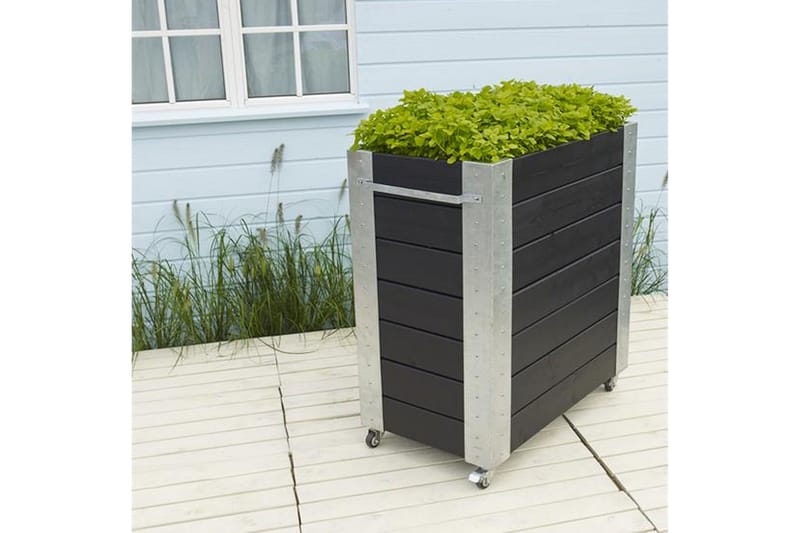PLUS Cubic blomlåda 87x50x95 cm med stålhörn och hjul - Svart - Inredning - Dekoration & inredningsdetaljer - Krukor & ytterkrukor - Utomhuskruka