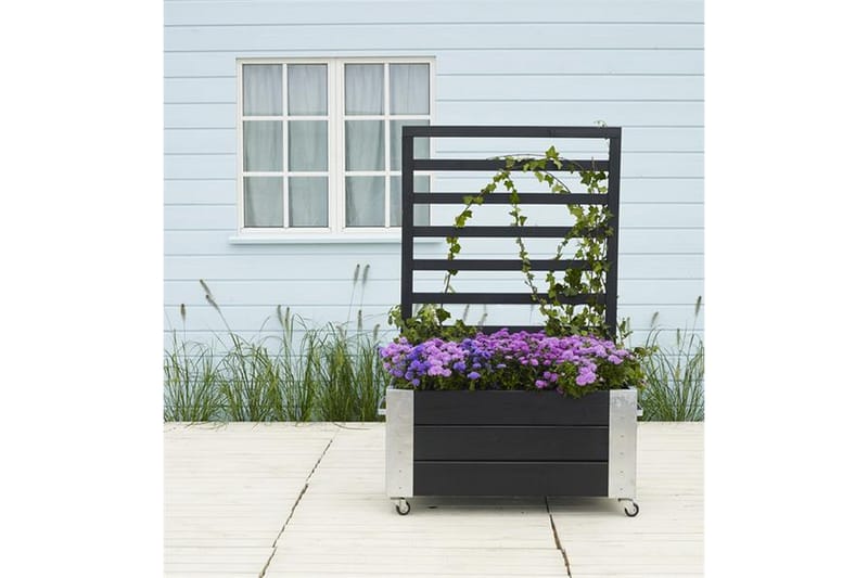 PLUS Cubic Blomlåda med spaljé 87x50x130 cm med stålhörn och - Svart - Inredning - Dekoration & inredningsdetaljer - Krukor & ytterkrukor - Utomhuskruka