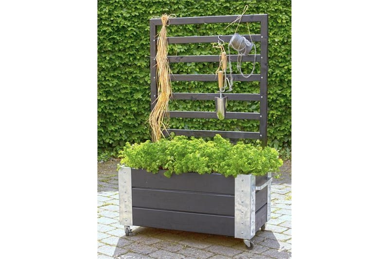 PLUS Cubic Blomlåda med spaljé 87x50x130 cm med stålhörn och - Svart - Inredning - Dekoration & inredningsdetaljer - Krukor & ytterkrukor - Utomhuskruka
