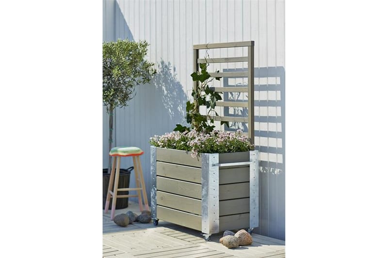 PLUS Cubic Blomlåda med spaljé 87x50x155 cm med stålhörn och - Gråbrun - Inredning - Dekoration & inredningsdetaljer - Krukor & ytterkrukor - Utomhuskruka
