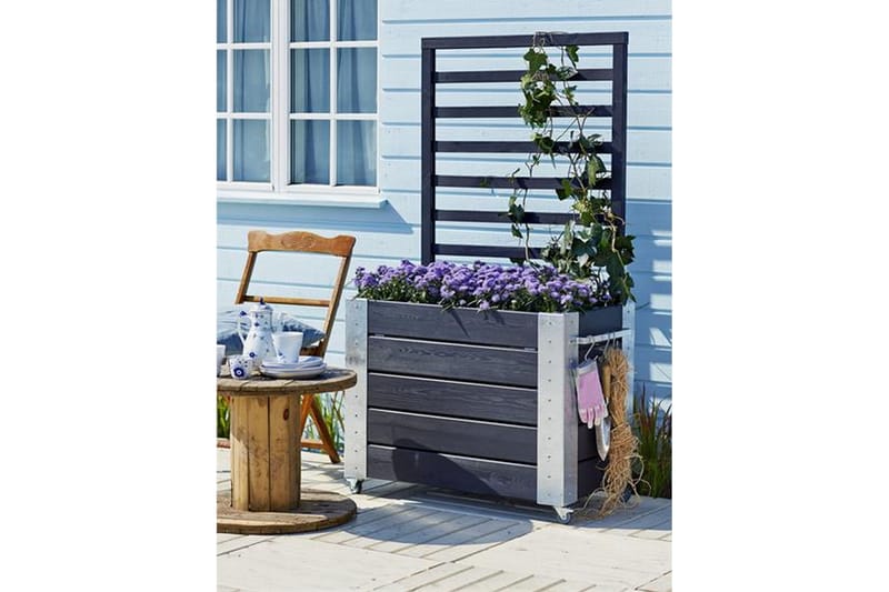 PLUS Cubic Blomlåda med spaljé 87x50x155 cm med stålhörn och - Svart - Inredning - Dekoration & inredningsdetaljer - Krukor & ytterkrukor - Utomhuskruka