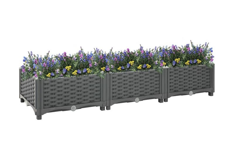 Upphöjd odlingslåda 120x40x23 cm polypropen - Grå - Utomhuskruka - Blomlåda & balkonglåda